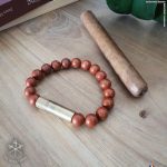 LES FINES LAMES PUNCH BILEKLIK BRASS KIRMIZI JASPER - L - Görsel 2